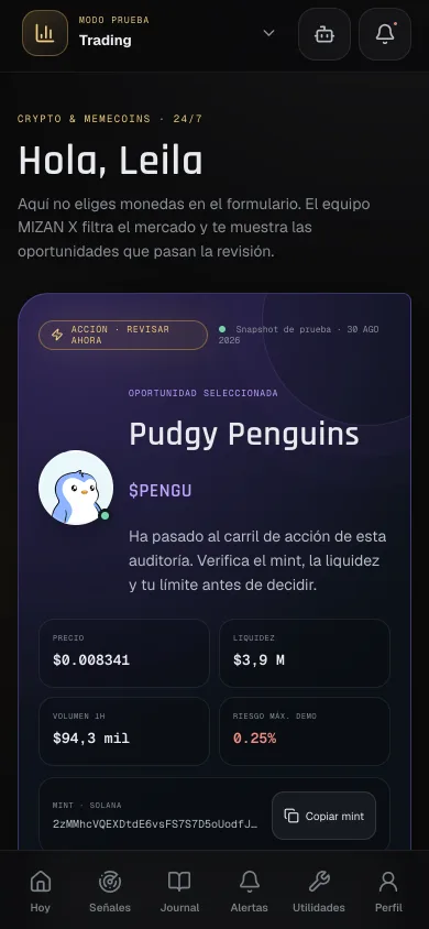 MIZAN X — operación de crypto (BTC) en modo prueba