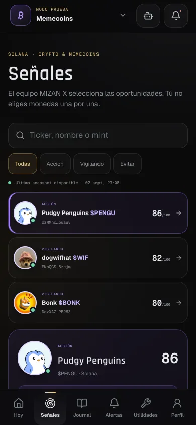 MIZAN X — Meme Radar con candidatos puntuados